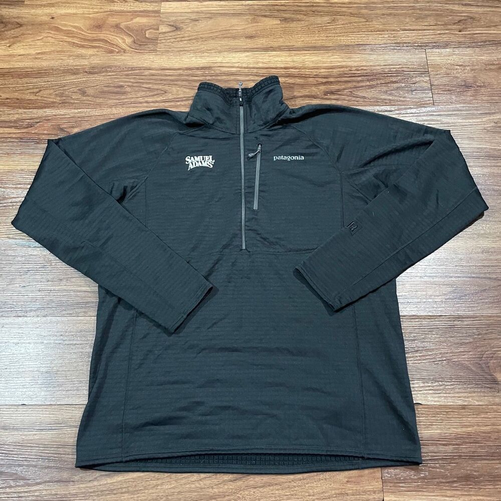 Patagonia 1/4 Zip Pullover Sweater Samuel Adams Logo Black Mens Size Large
